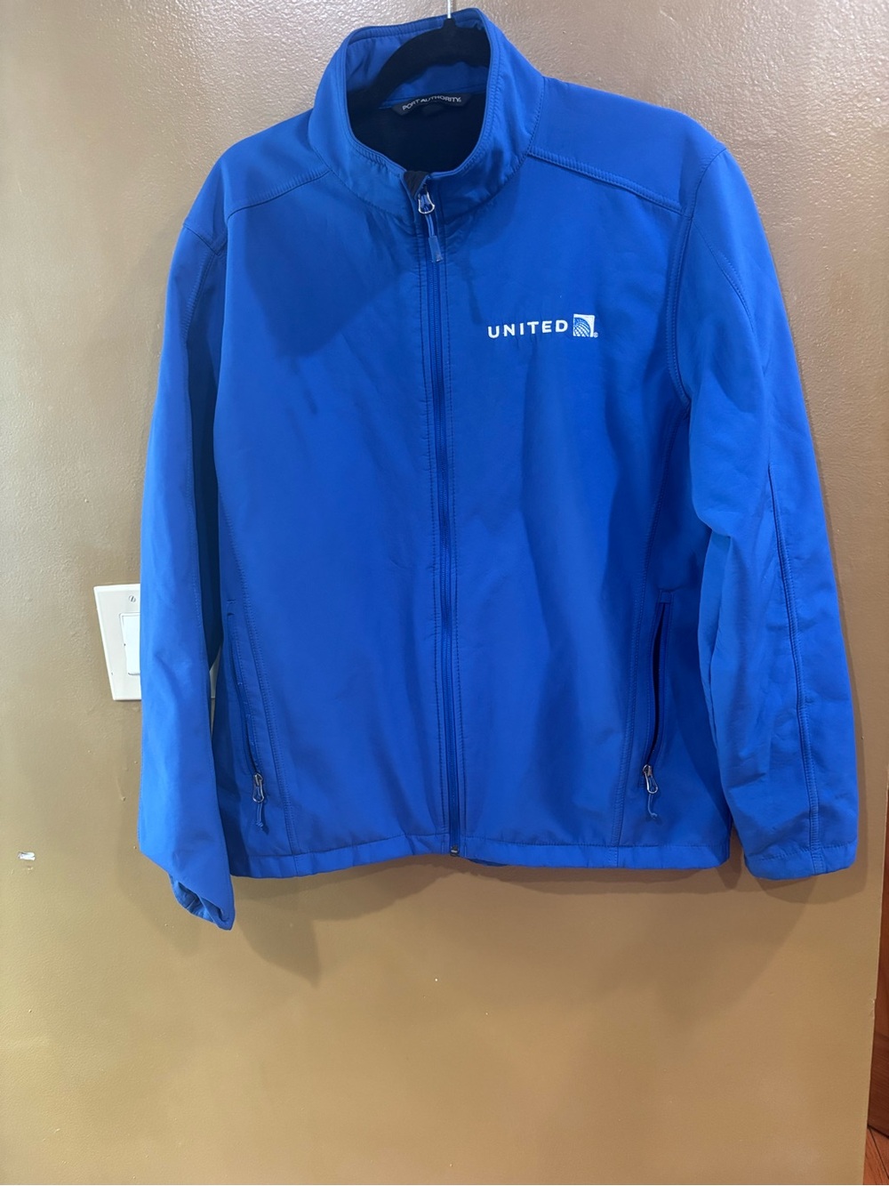 VTG Port Authority United Airlines Blue Softshell Jacket '90s collectible LARGE